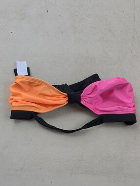 Tavik Colorblock Bandeau Bikini Top in Orange, Pink and Black